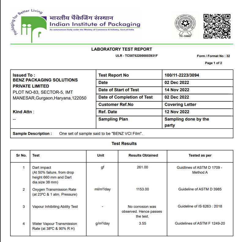 iip-certified-vci-film-certificate-no-100-11-2223-3094-indian-standards-is-6263-2018