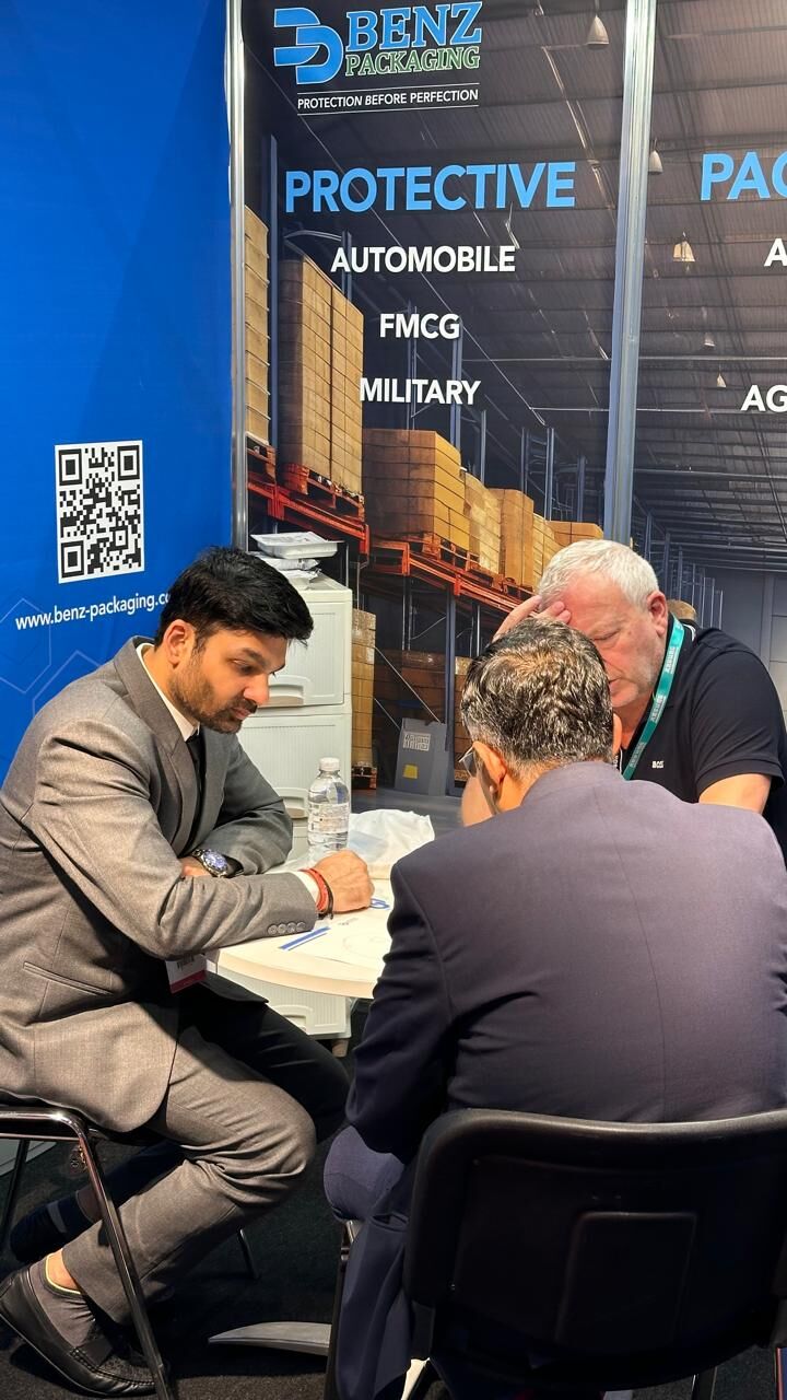BENZ Packaging engineers in discussion with visitors at Interplas 2023