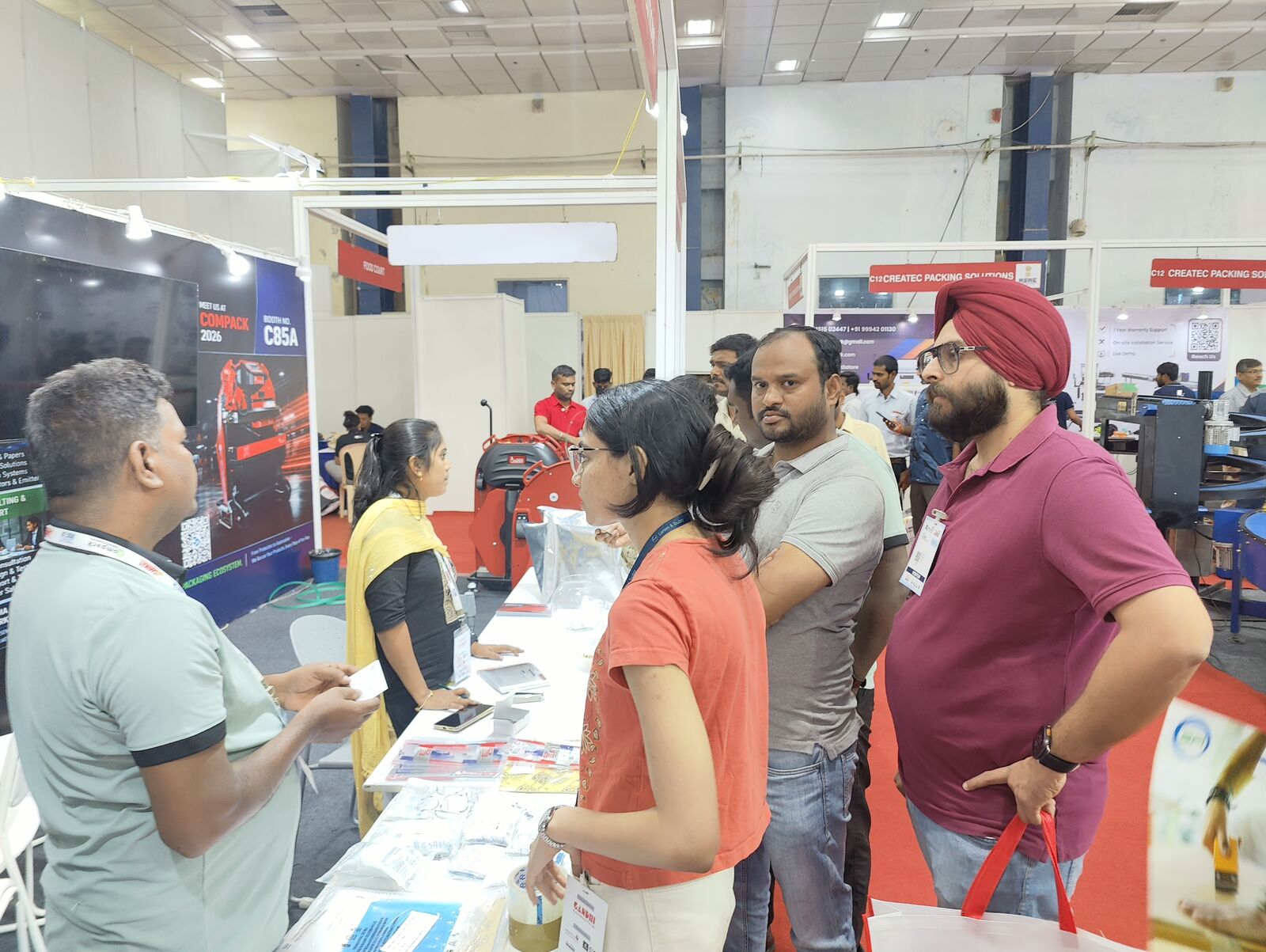 Visitors at the BENZ Packaging stand during LOGMAT 2026, Chennai Trade Centre