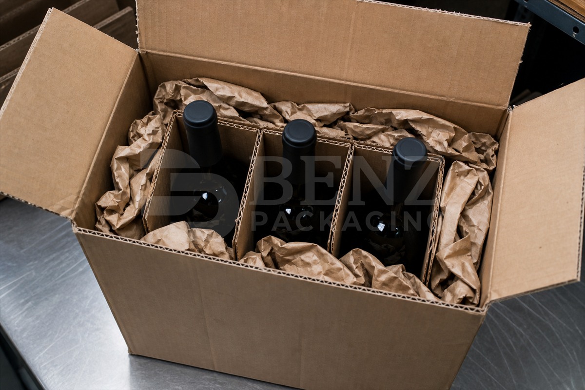 BENZPACK Paper Void Fill - Dark Glass Bottle Carton